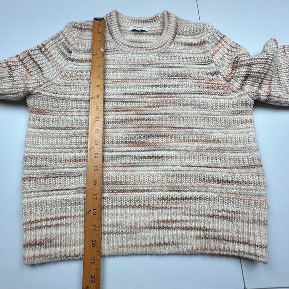 Madewell Sweater Womens Small Tan Striped Wool Blend Cozy Comfort Stretch Boho - Picture 9 of 11